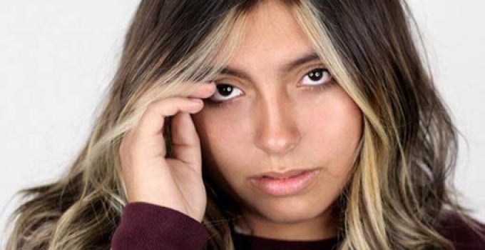 dark hair with blond highlights