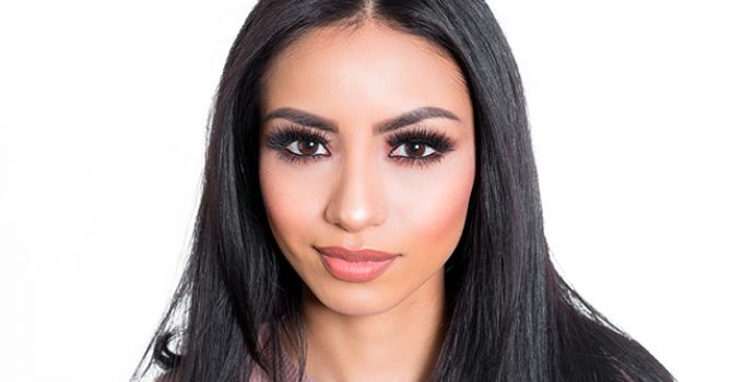 black hair with subtle bluish highlights