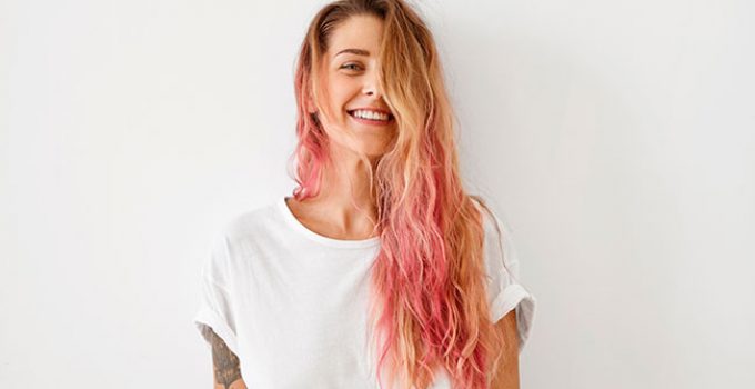 pink ends on bleached hair