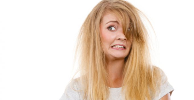 woman with damaged bleached hair