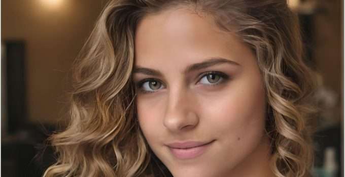 mujer con balayage en rubio oscuro